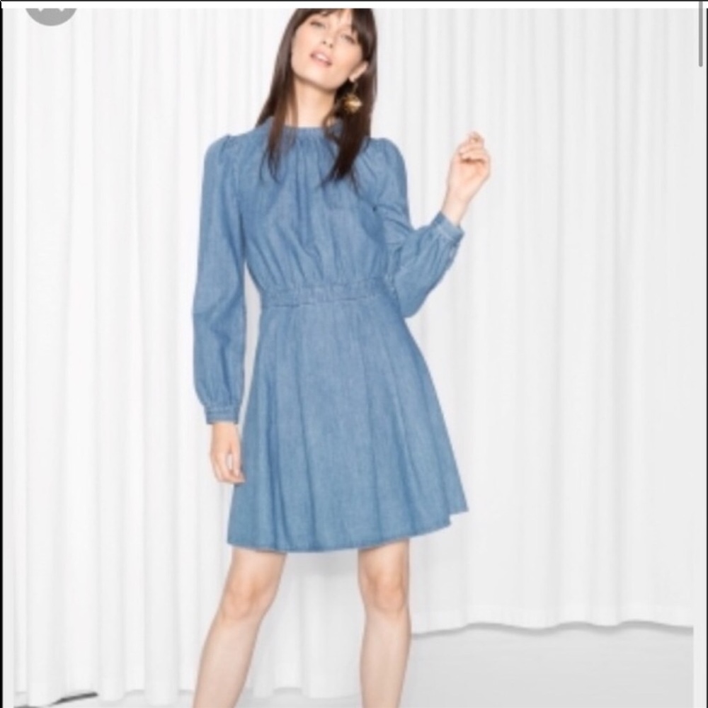 & Other Stories Denim Dress with Puff Shoulders 4